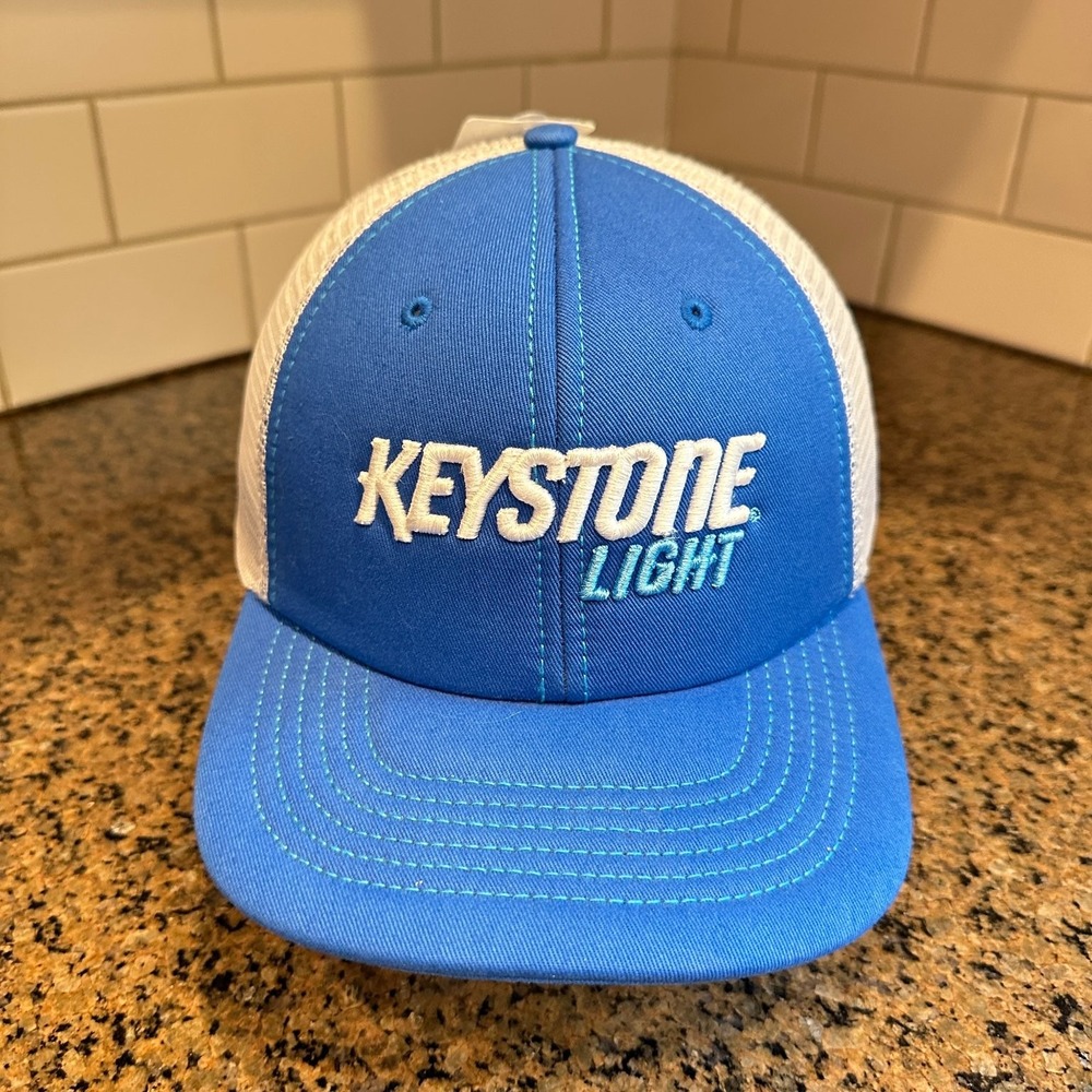 Keystone Light Beer Trucker Hat Blue White Mesh Snapback Cap New